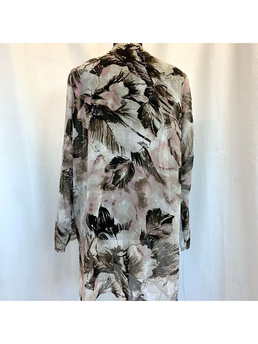 PREMISE brown pink sheer chiffon gem jewelled beach coverup blouse top Sz L 🔥 - Picture 7 of 13